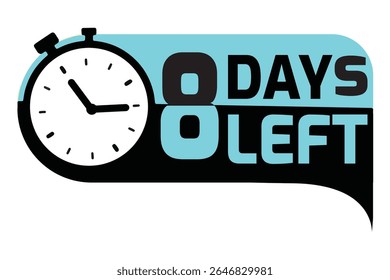 Vector “8 Days Left” countdown label featuring a stopwatch icon and bold typography. Perfect for sales promotions, event countdowns, or limited-time reminders. Fully editable design.