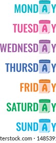 vector days of the week and calendar page