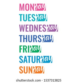 vector days of the week. The names of the days concept. seven days