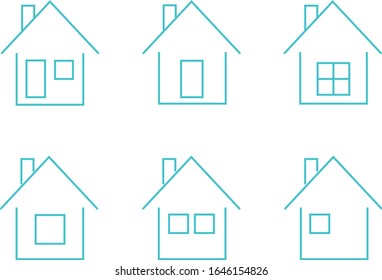 vector de casas pequeñas color azul, fondo blanco