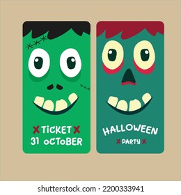 Vector de Set de tickets para fiesta de halloween 