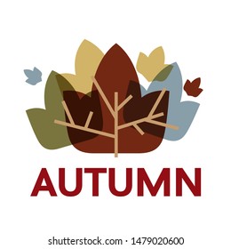  Vector dead leaves, autumn logo. Abstract dry falling leaves