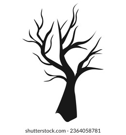 Vector dead tree silhouettes. dying black scary trees forest illustration.