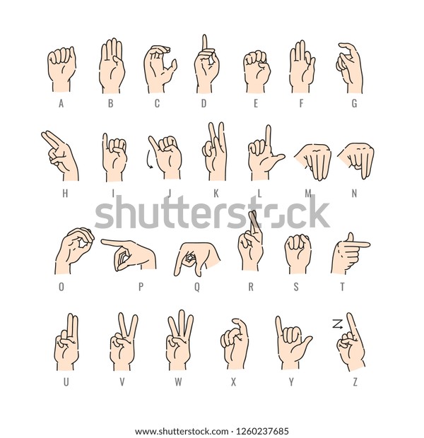 Vector Deafmute Alphabet Hand Gestures Set Stock Vector (Royalty Free ...