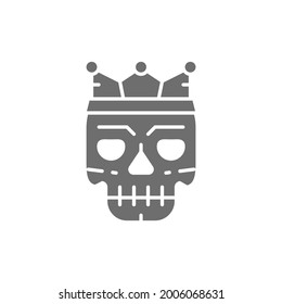 Vector death mask, tattoo sketch gray icon.