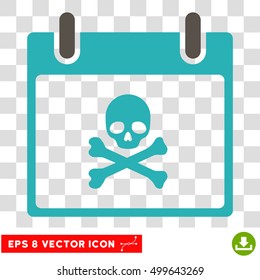Vector Death Skull Calendar Day EPS vector pictogram. Illustration style is flat iconic bicolor grey and cyan symbol on a transparent background.