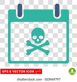 Vector Death Skull Calendar Day EPS vector icon. Illustration style is flat iconic bicolor cobalt and cyan symbol on a transparent background.