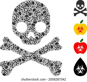 Vector death skull fractal is organized of randomized fractal death skull parts. Fractal composition of death skull.