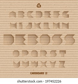 Vector Debossed Cardboard Alphabet Set.