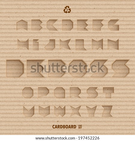 Vector Debossed Cardboard Alphabet Set.