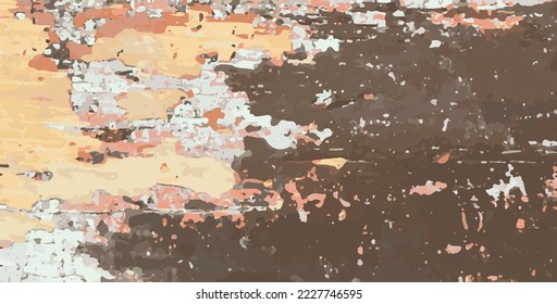 Textura de pintura de madera de decaimiento vectorial. Patrón de madera dañado antiguo. Plancha de capa de pintura rota. Muro de madera poco robusto. El fondo del cemento estaba angustiado. Fondo rústico sucio. Estructura de yeso envejecido. Arroz vintage