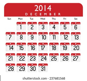 Vector of December 2014 Calendar