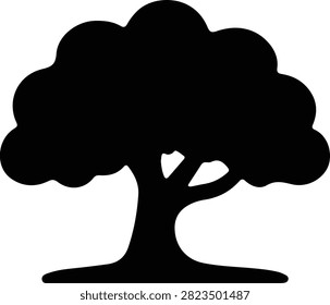 Vector Deciduous tree simple shape black isolated silhouette Illustrator