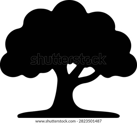Vector Deciduous tree simple shape black isolated silhouette Illustrator