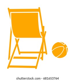 vector deck chair and beach ball isolated on white background
