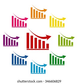 Vector declining graph icon