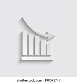 Vector declining graph icon on a grey background