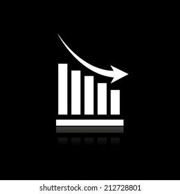 Vector declining graph icon with shadow