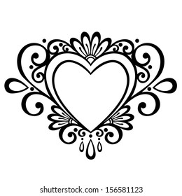 Vector Floral Heart Frame Design Stock Vector (Royalty Free) 360231596 ...