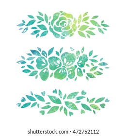 vector decor elements. watercolor flower frames.