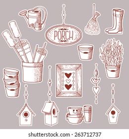 Vector decor. Porch. Hand drawing