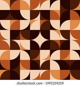 Vector and decor same quarters ornament. Brown rounded art shapes. Geometric cafeteria shapes.