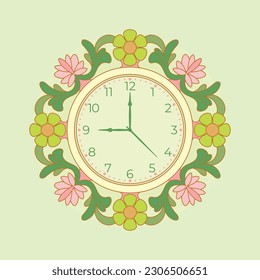 Vector of a decorated floral wall clock illustration