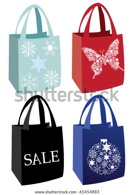 Vector Decorated Holiday Shopping Bags Stock Vector Royalty Free