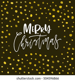 Vector decorated illustration with hand drawn text. Christmas lettering. Greeting card design.