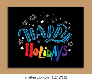 Vector decorated illustration with hand drawn text. Christmas lettering. Design element for banner, card, invitation, label, postcard, template, vignette.