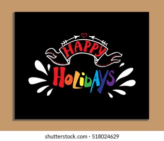 Vector decorated illustration with hand drawn text. Christmas lettering. Design element for banner, card, invitation, label, postcard, template, vignette.