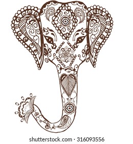 Vector Decorated Indian Elephant Sketch Stock Vector (Royalty Free ...