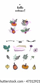 vector decoration autumn set with isolated elements