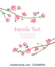 Vector decoration branches with flowers, spring blossom sakura