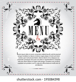 Vector decoration with calligraphic design elements on cracelures background. Good for backgrounds, fabric, kitchen and cafe stuff. Beautiful hand drawn illustration. 