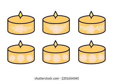 Vector Decoration of a Candle Holder with Flower Nature 