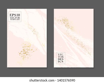 Vector decoration cards design in pink white soft colors with golden glitter texture for cover, banner, invitation, card Branding and identity Vector illustration.