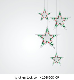 Vector decoration elements for UAE National Day celebration. Hanging star shape confetti for 2nd December celebration.
