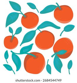 Decoración de Vector de fruta de naranja fresca