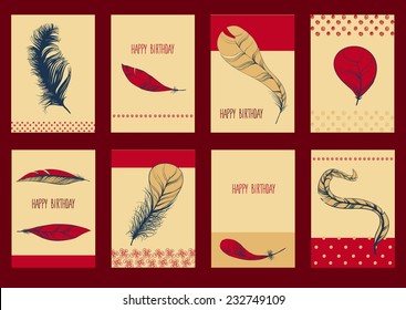 Vector decoration graphics, Set of Sketch Plumage for greeting card