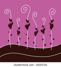 vector decoration with hearts and spirals