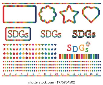Vector decoration material set of hearts, stars, flowers, etc. of SDGs image