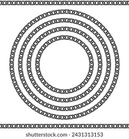 Vector Decorations of Chain Circles and Borders, Silhouette Style