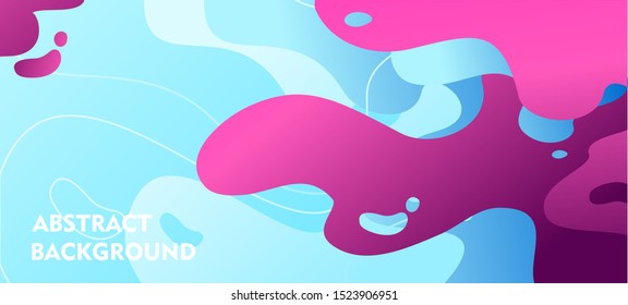 Vector decorative abstract background, in trendy style, spots of various fantastic shapes, horizontal banner