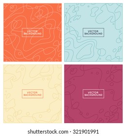 Vector decorative abstract background in trendy flat style with copy space for your text and artistic blots and stains - set of four images and backdrops