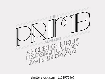 Vector of decorative abstract font and alphabet