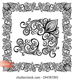 Vector Decorative Abstract Frame, Ornament. Corner