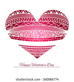 Vector Decorative Abstract Heart. Valentine's Day Greeting Card, Ornate Holiday Symbol