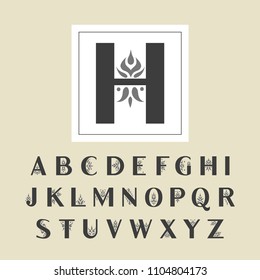 Vector decorative alphabet. Sans serif capital letters decorated with vintage flourishes. For initials, monograms, wedding design.