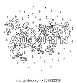 Vector decorative autumn  card design.Autumn typographic. Fall leaf.